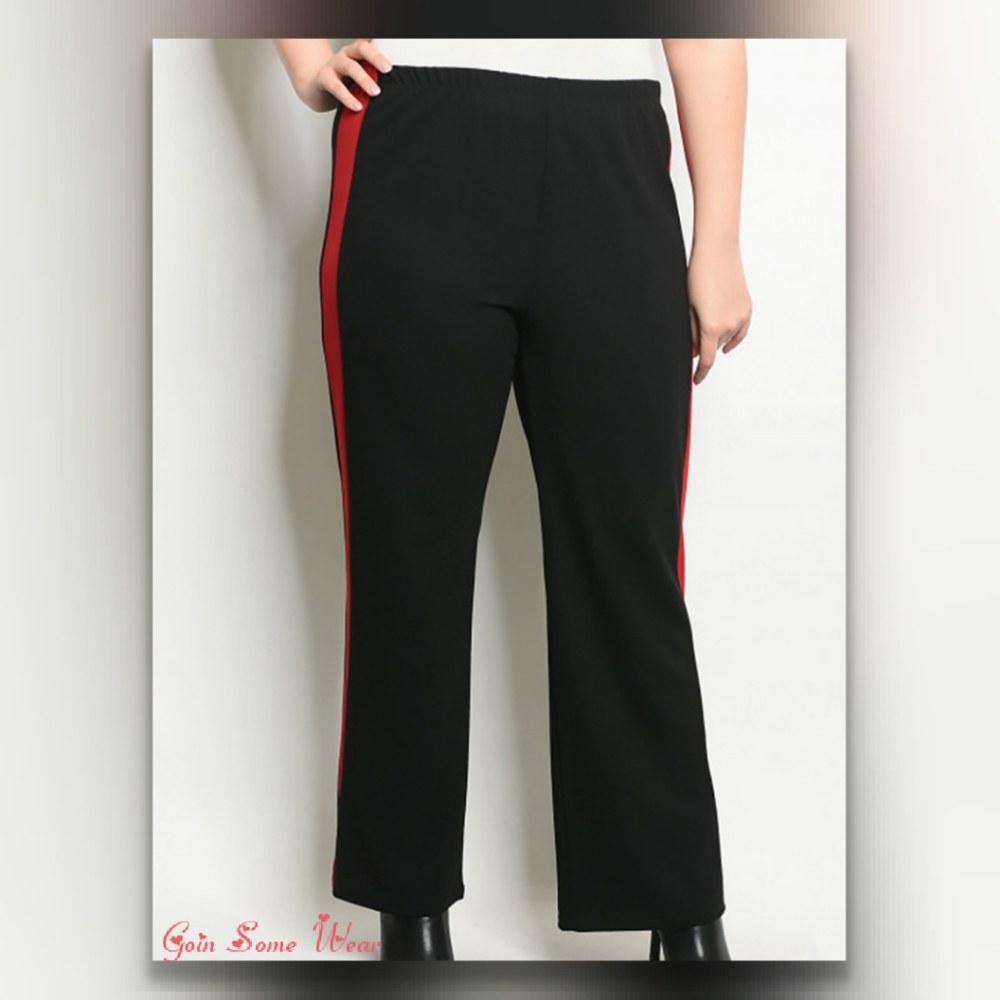 GSW Women's Black with Red Trim Plus Size 1X 2X Bootcut Pants NWT - Picture 3 of 9